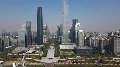 4k航拍广州省博物馆地标市中心商务高楼视频的预览图